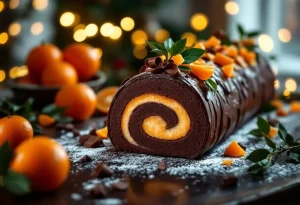 Cette bûche roulée chocolat‑clémentine, entre moelleux, fraîcheur d’agrumes et élégance, promet un Noël mémorable