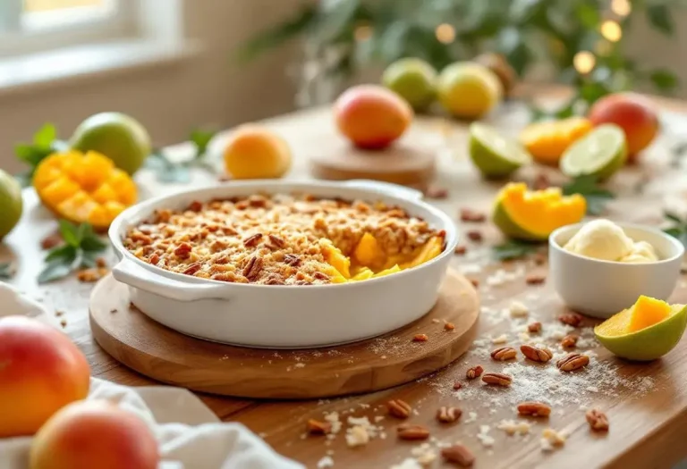 Crumble mangue-coco-citron vert : un dessert doré et ultra parfumé qui apporte l’été sur la table d’hiver