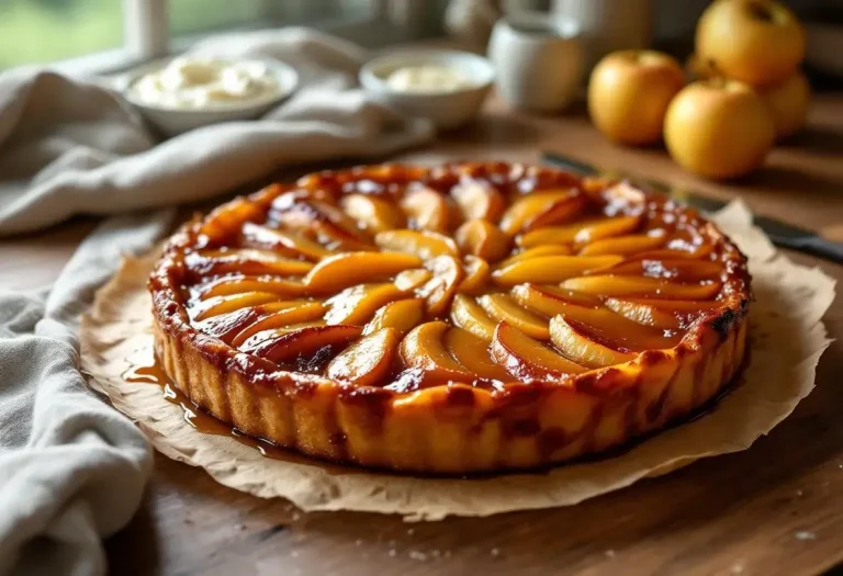 Pommes dorées, caramel brun et pâte maison : la tarte Tatin de Julie Andrieu va vous faire oublier la vôtre à jamais