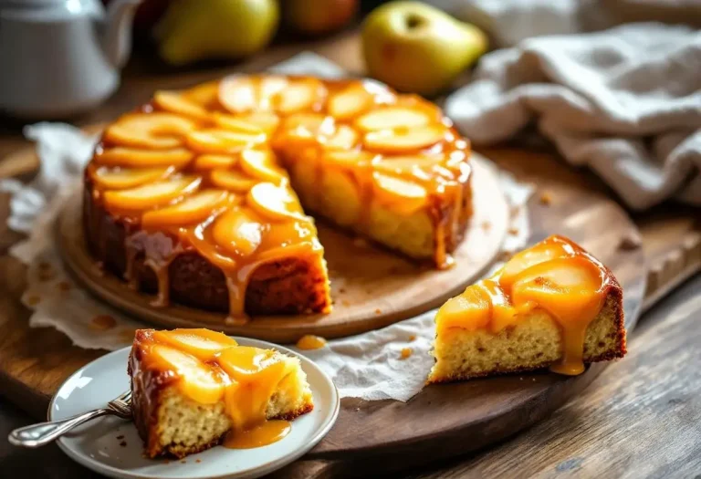 Gâteau renversé poires-pommes au caramel : ultra moelleux, fruits bien fondants