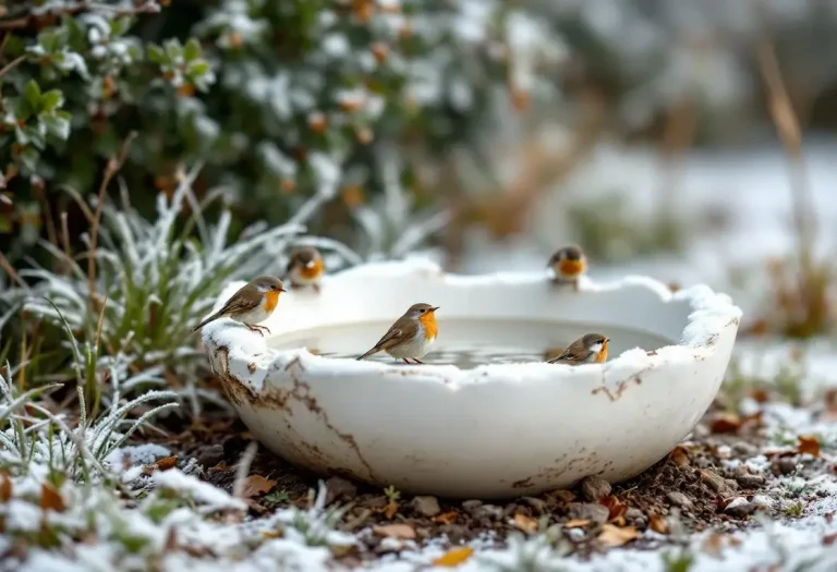Les ornithologues l'assurent : un saladier brisé attire mieux les oiseaux qu'un abreuvoir classique en hiver