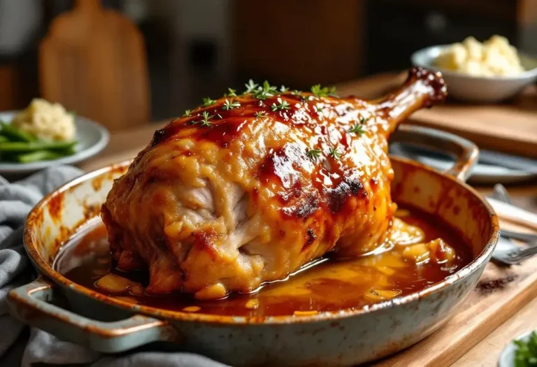 Rouelle de porc caramélisée au miel : cuisson lente au four pour une viande irrésistiblement fondante