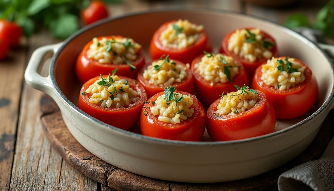 découvrez une recette facile et délicieuse de tomates farcies au riz, parfaite pour un repas savoureux et équilibré en toute simplicité.