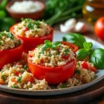 découvrez notre recette facile de tomates farcies au riz, idéale pour un repas savoureux et rapide à préparer. parfaite pour régaler toute la famille avec des ingrédients simples et gourmands.