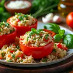découvrez notre recette facile de tomates farcies au riz, idéale pour un repas savoureux et rapide à préparer. parfaite pour régaler toute la famille avec des ingrédients simples et gourmands.
