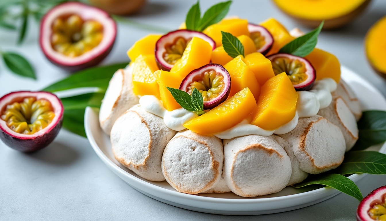 Découvrez une pavlova aux fruits exotiques selon michalak découvrez la recette gourmande de la pavlova aux fruits exotiques selon michalak, un dessert léger et savoureux pour une explosion de saveurs tropicales.